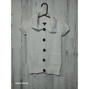 Baby Gap 5T Toddler Girls Knit Ivory Short Sleeve Sweater